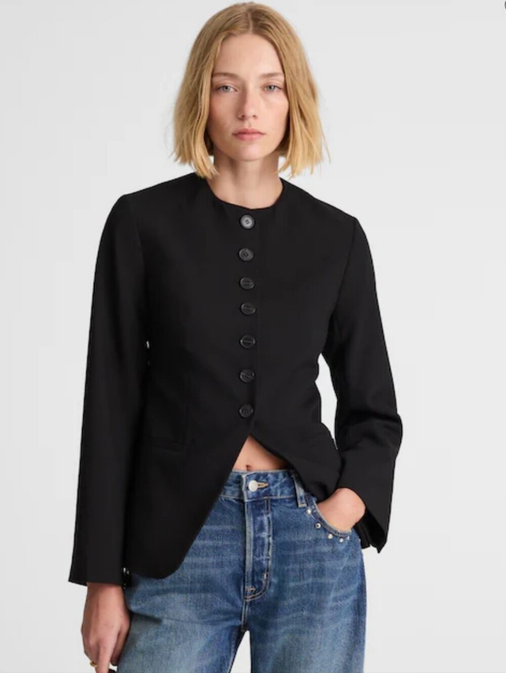 J Crew The Nolita Cutaway Blazer NY408 Size 4 Black